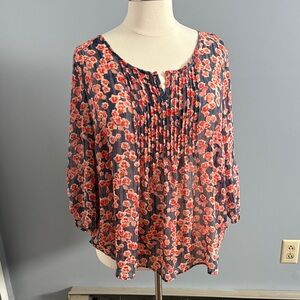 Torrid Floral Blouse in Red and Blue